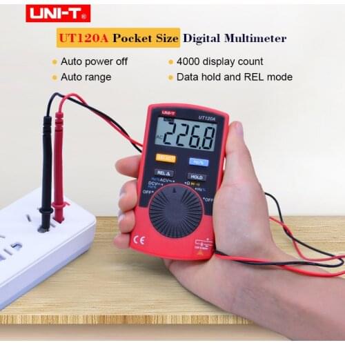Mini Digital Multimeters UNI-T UT120A AC/DC Voltage Meters Resistance Frequency Continuity Buzzer Test 4000 Count Auto Range