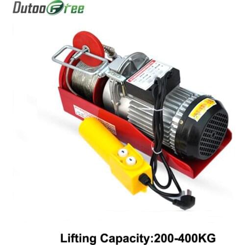 980W Mini Electric Hoist Crane Portable 200-400kg 12Meters Small Home Crane Renovation Crane 220V 12m/min