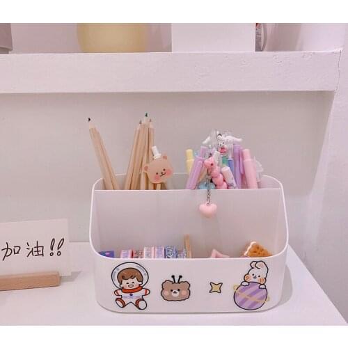 Multi Function Trapezoid 5 Grids Pen Pencil Holders Container Desk Organizer Stand Stationery Storage Box Office Accessories