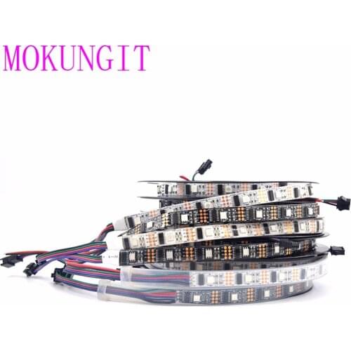Mokungit 16.4ft/5M WS2801 32leds/m 5050 RGB 12mm DC5V 5050 RGB SMD Light Addressable LED Strip Arduino Development TV