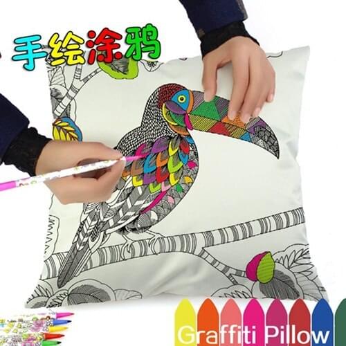 New Graffiti Pillow Cushion Cover Home Decor DIY Painting By Yourself Animal Pattern housse de coussin