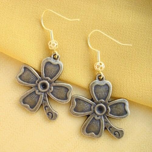 RED SNAKE Newest Vintage Retro Style Jewelry Gunmetal four-leaf clover Earrings Cooper Dangle Earring for Women EB0018