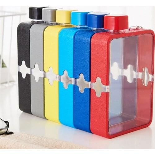 New Style Notebook Plastic Student Portable Sports Cup Water Water CupSquare Water Bottle Drop-proof and Leak-proof