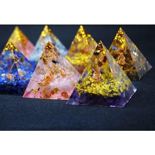 Orgonite Pyramid 5cm 7Chakra Crafts Jewelry Resin Pyramid Crystal Lapis Charm Gathering Fortune Helping Soothe the soul Chakra