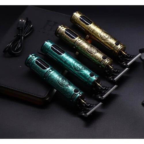 T9 LCD Professional Digital Hair Trimmer Rechargeable Electric Hair Clipper Mens Cordless Haircut Adjustable Ceramic Blade