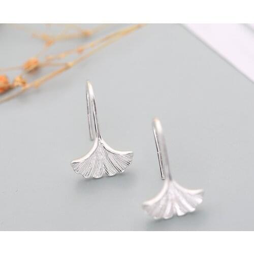 S925 Silver Plated Ginkgo Leaf Earrings for Women Girls Sweet Statement Ginkgo Leaf Shaped Earring Fashion Jewelry Dropship New