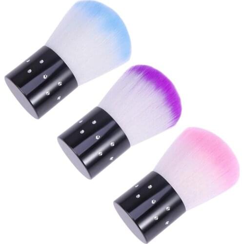 2Pcs Colorful Soft Hair Nail Cleaning Brush with Round Handle Dust Brush Face Blender Tool Accessories