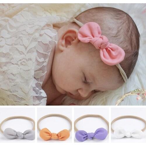 Yundfly Toddler Girls Chiffon Bow Head Band Hair Accessories Elastic Rabbit Ears Knot Hairband Handmade Nylon Headband