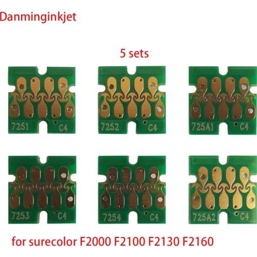 5 sets T7251-T7254 T725A replacement chip for epson surecolor F2000 F2100 F2160 printer