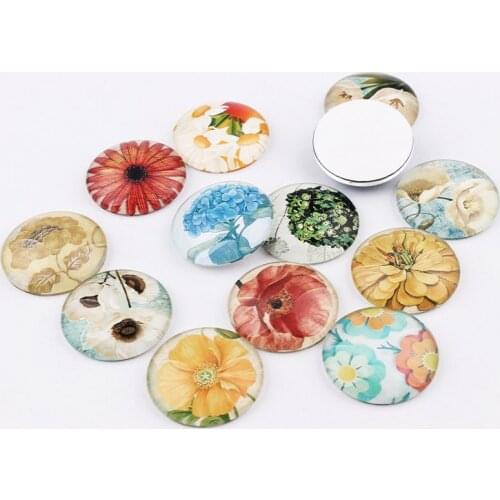 Glass Cabochon 10/12/16/18/20/25mm Mixed Round Photo Cameo Cabochon Setting Supplies for Jewelry Accessories Handmade Pattern