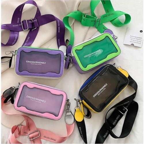 Transparent Messenger Bag for Women Shoulder Bag Jelly Color Popular Fashion Large Capacity Trendy Cool High-Capacity Pink Green