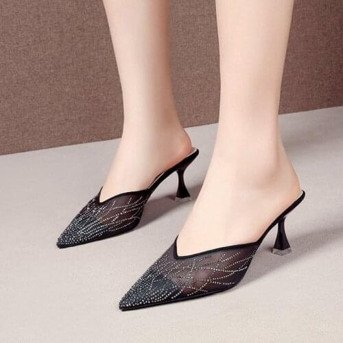 Women Pumps Pointy Toe Rhinestone Crystal High Heels Shoes Slip on Women Wedding Pumps Sandal Ladies Sexy Party Wedding Shoes