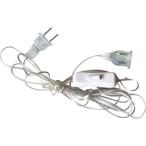 Plug Extender Wire EU US Plug LED String Light Wedding Home Party Decoration Holiday Colorful Light Switch Extender Wire Cable