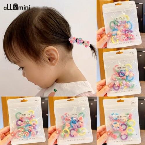 Candy Color Flowers Hair Ring Rope Elastic Rubber Bands Hair Accessories for Girls Hair Tie Ponytail Holder Headdress 2021 New