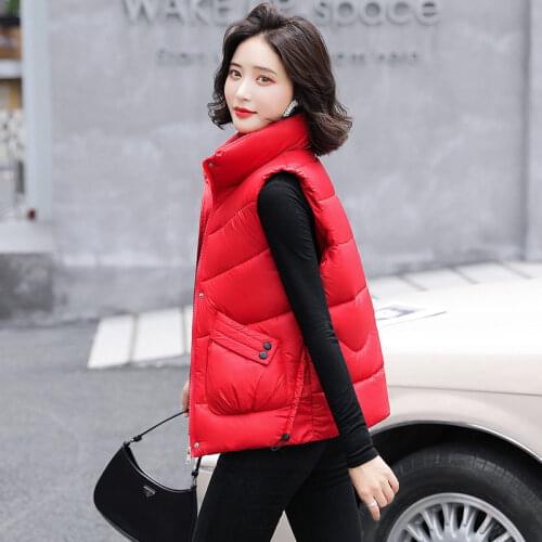 2021 Autumn And Winter Vest Women Short Fashion Korean Style Stand-Up Collar Jacket Wild Waistcoat Slim Cotton Padded Coat M290