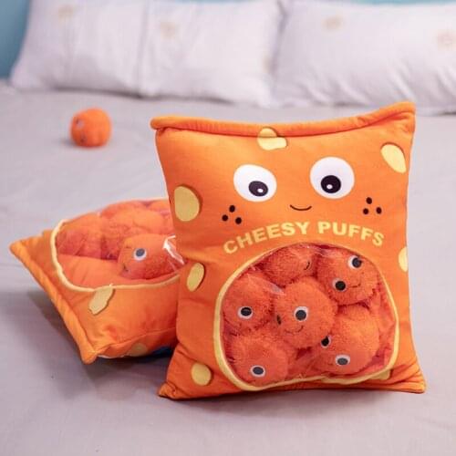 1 Bag Kawaii Cheesy Puffs Toy Soft Stuffed Snack Pillow Creative Puff Toys Kids Children Birthday Christmas Gift Funny Decor