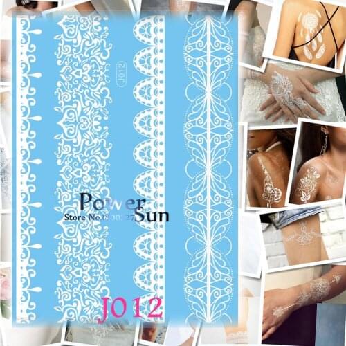 1PC Sexy Thick Bracelet Design White Henna Tattoo Lace Jewel Body Arm Art Temporary Tattoo Sticker Waterproof Wedding Tatoo PJ12