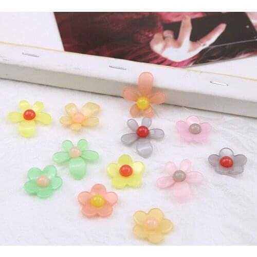 10pcs Korean Fashion Statement Earrings Summer Fresh Flowers Earrings Resin Patch Hairpin Hair Accessories Diy Jewelry Making