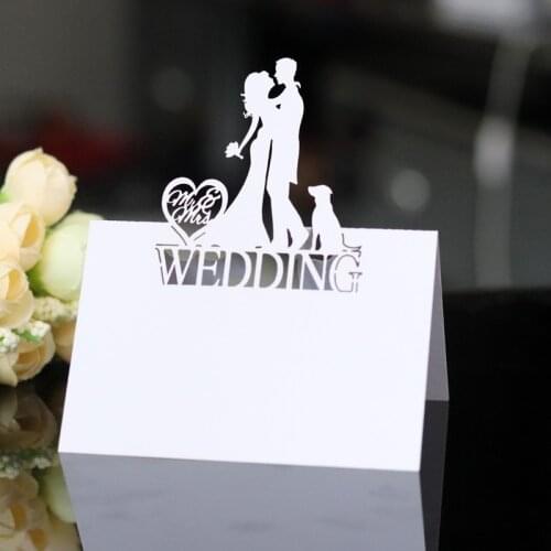 10pcs New Bride and groom Laser Cut Table Name Place Cards Wedding Decoration Birthday Party Invite Cards Table Decoration Favor