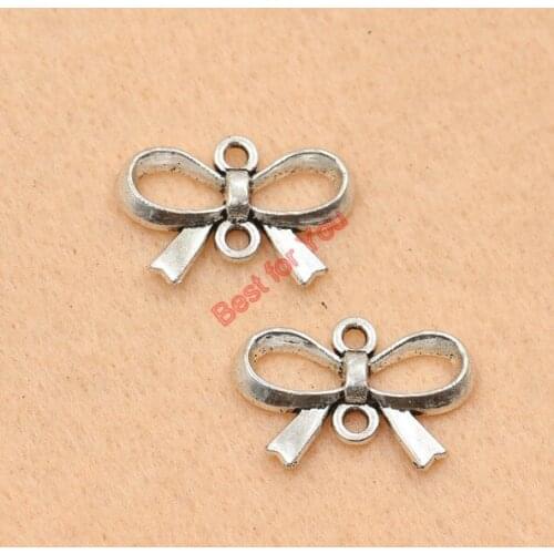 10pcs Tibetan Silver Plated Bow Charm Pendants for Jewelry Making DIY Handmade 22x15mm