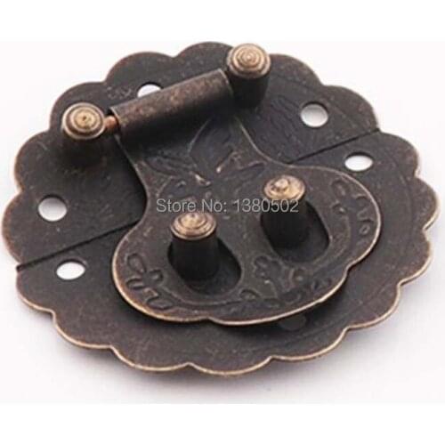 2 sets Vintage Design Metal Latch Catch Wooden Box Locks Flower Shape Hasp Pads Chest Locks DIY Jewelry Box