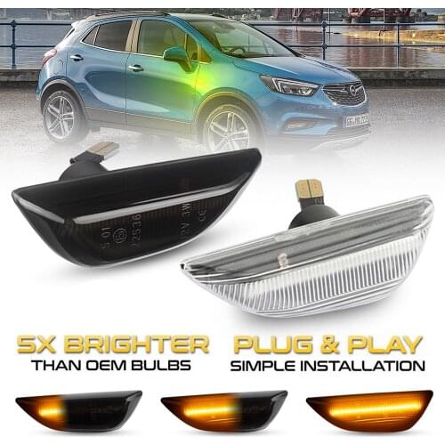 2pcs Dynamic LED SIDE INDICATOR TURN SIGNAL BLACK for Opel Mokka X 2012-2020 for Chevrolet Trax 2013~2019 for Buick Encore 13-20