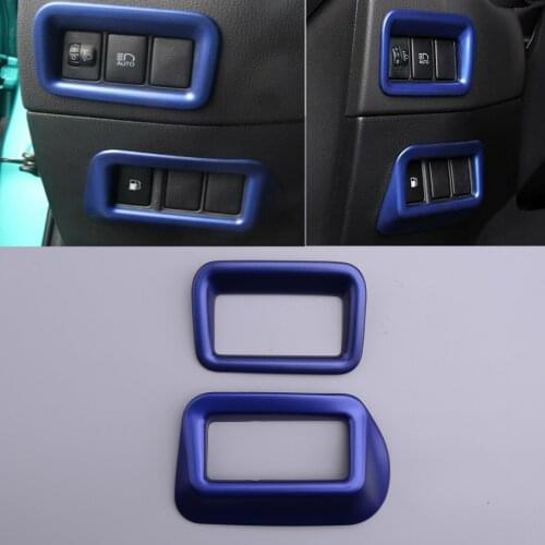 2Pcs Front Headlight Lamp Switch Cover Trim Frame Moulding ABS Blue Fit for Toyota CHR 2016 2017 2028 2019 2020 Accessories