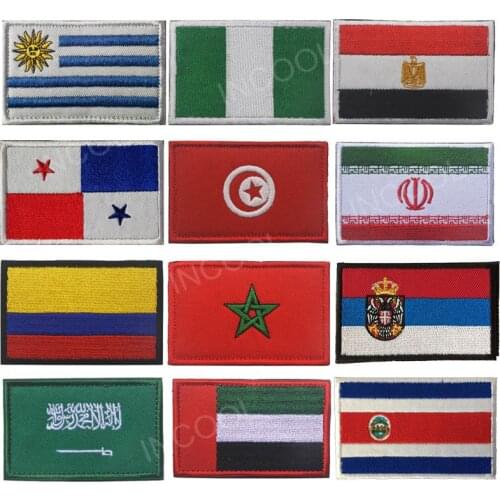 3D Colombia Morocco Uruguay Tunisia Serbia Srbija Costa Rica Nigeria Egypt Saudi Arabia UAE Panama Flag Embroidery Patches