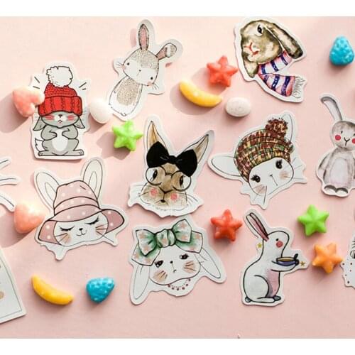 45pcs Hello Bunny mini Boxed Sticker Cute Bunny Handbook Album Decoration Sticker