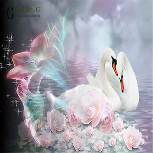 5d diamond painting swan gift drill full drill square diamond embroidery Cross stitch pictures of rhinestones Wedding decoration