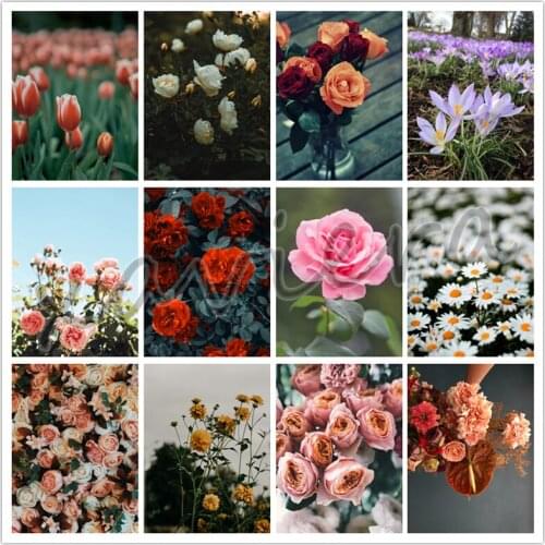 5D DIY Diamond Painting Red Rose Flower Tulip Embroidery Full Square Cross Stitch Mosaic Picture Home Decoration Bedroom Crafts