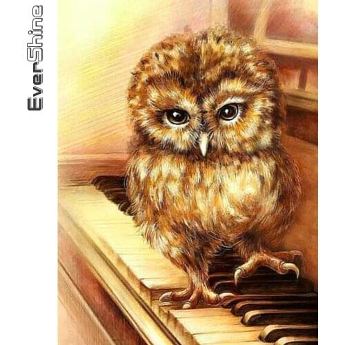 Evershine Diamond Painting Owl 5D DIY Art Diamond Embroidery Animals Cross Stitch Kit Piano Rhinestone Picture Home Decor Gift