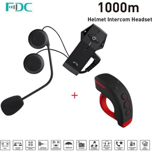 FDC Colo1000M Motorcycle Helmet Bluetooth Intercom Interphone Headset Intercomunicador with NFC FM Function + L3 Remote Control