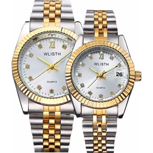 Couple Watches Women Men Luxury Top Brand WLISTH Calendar Quartz Watches Lovers Fashion Stainless Steel Strap Wristwatches Reloj