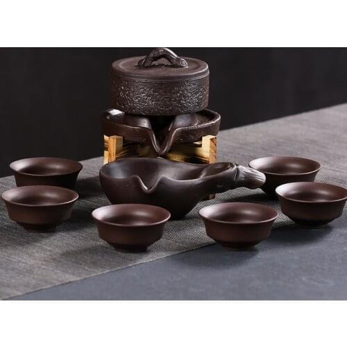 Tea set set six purple sand teapot Chinese tea set tea ceremony home garden Kungfu tea set kung fu tea set