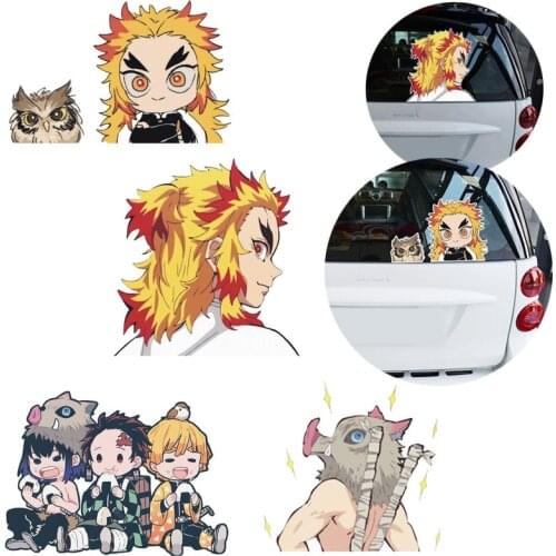 Demon Slayer Anime Cartoon Car Sticker Funny Car Stickers Auto Vinyl Car Decals Windshield Windows Anime Sticker