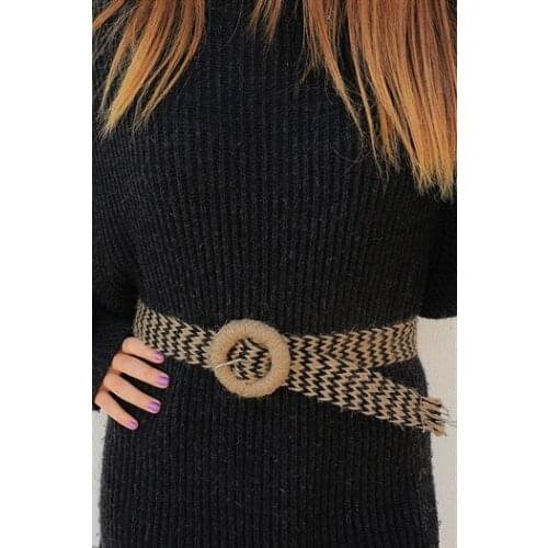 Hasır Örgülü Halka Tokalı Hasır Kemer (90 cm.)