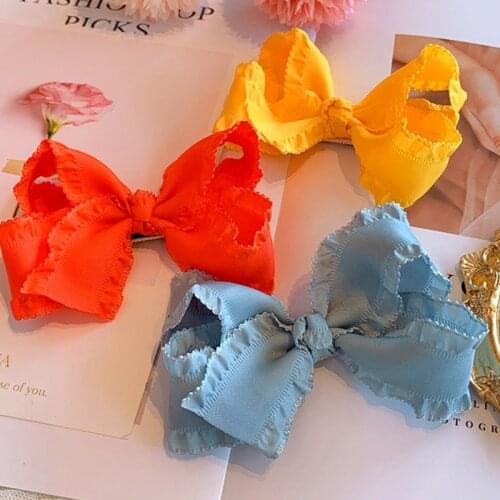 Ncmama Cute Bow Hair Clips For Kids Solid Color Hairbows Hairclips Baby Girl Butterfly Hairpin Toddler Barrette Hair Accessories