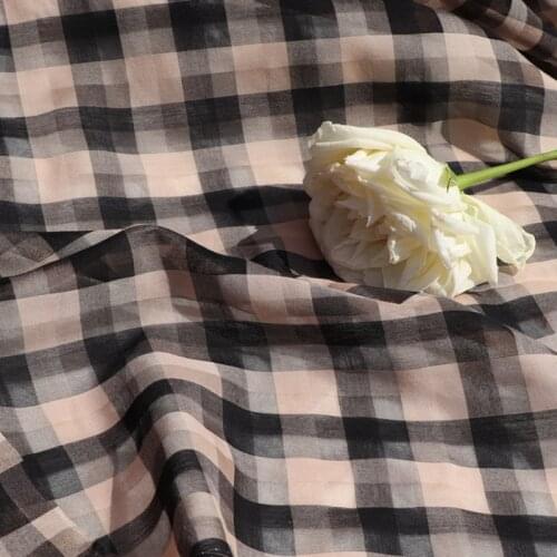 MLJB High Quality Natural Silk And Cotton Yarn-dyed Fabric For Sewing Cloth Dresses Robe Summer Thin DIY Handmade Designer