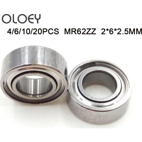 MR62ZZ 2*6*2.5(mm) 4/6/10/20PCS Bearing Metal Sealed Miniature Mini Bearing MR62 MR62ZZ Deep Groove Bearing High Precision