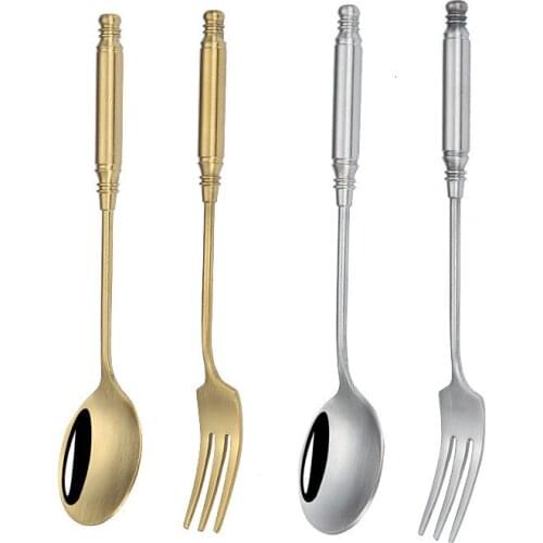 2Pcs Stainless Steel Forks and Spoons Set Polish Dinner Flatware Reusable Tableware for Home Hotel Restaurant Dessert Spoon Set