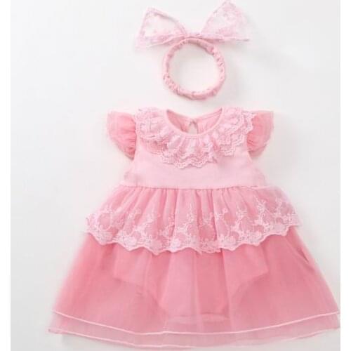 New baby girl dress with romper 1 year birthday Photography Dress headband party tutu toddler kids clothes Roupas designer suit