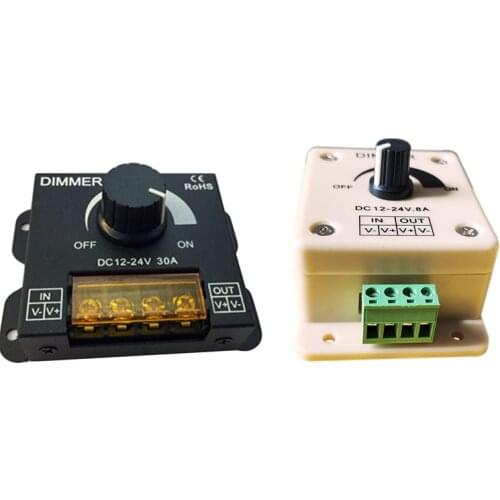 Single Color LED Strip Light Dimmer DC12V-24V 8A 30A 96W 360W Adjustable Brightness 5050 3528 LED lampTape Controller