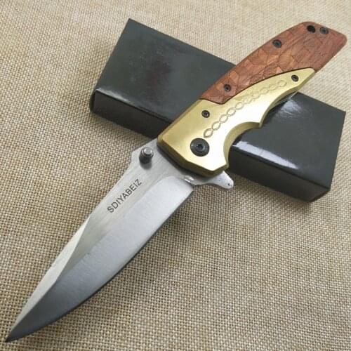 Brand Damascus Steel Camping Knife 7CR15MOV Blade + Wood Handle Pocket Knife Hunting Survival Folding Knives Outdoor knife