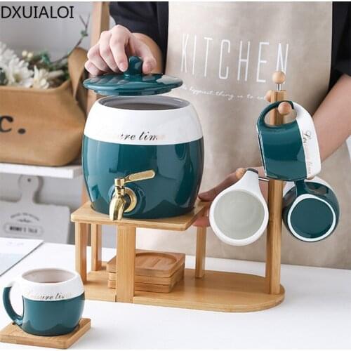 DXUIALO simple large-capacity kettle household high temperature resistant holiday party beverage kettle cup set with faucet