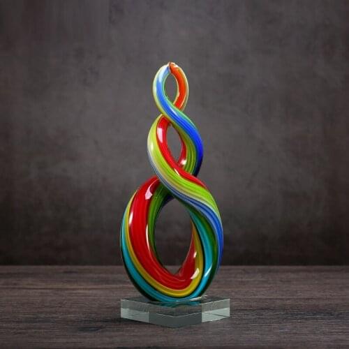 COLORFUL RIBBON GLASS FIGURINE HOME DECOR ABSTRACT ORNAMENT CRAFT GIFT GLASS FIGURINE FOR HOME OFFICE R2067