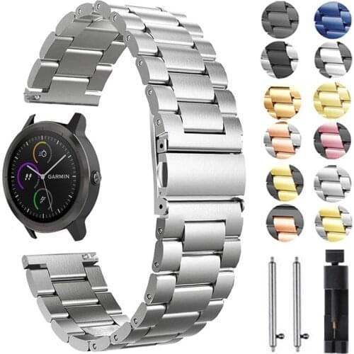 22mm 20mm Watch Band Stainless Steel Straps For Galaxy watch 3 41MM 45MM active2 44mm 40mm Gear S3 Huawei Amazift Bip