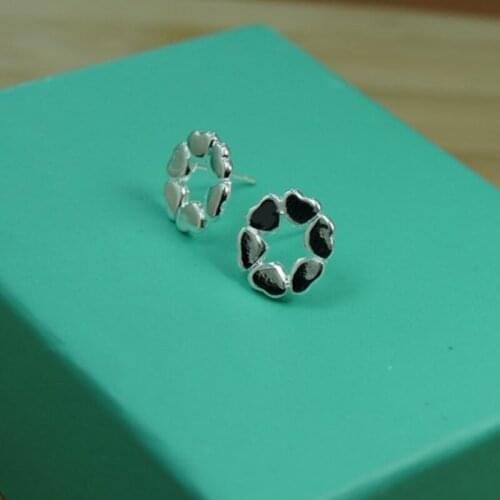 BABYLLNT 925 Silver Six Heart Stud Earring For Women Fashion Charm Wedding Engagement Party Jewelry Gift