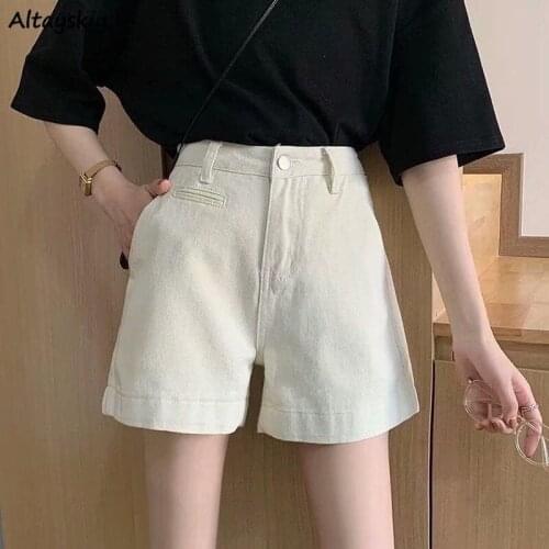 Shorts Women High Waist Solid Retro Casual College Loose Comfortable Female Streeetwear Summer Stylish All-match Ulzzang Simple