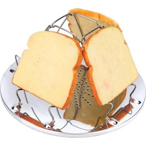 4 Slices Bread Toast Folding Tray Camping Stoves Cooker BBQ Camping Toaster Rack Outdoor Cooking Tool
